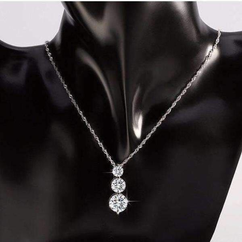 Cubic zirconia cascading necklace